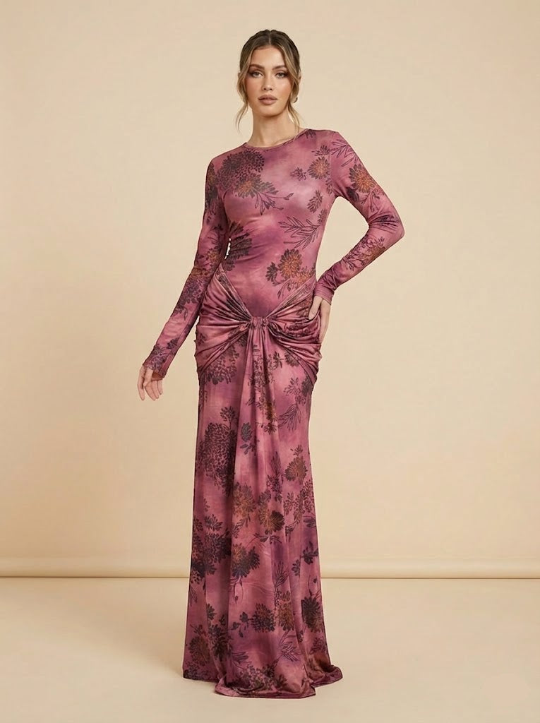 Haroona Sculpted Floral Maxi Dress