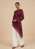 Awatif Wide Lace Asymmetric Tunic (4 colors)