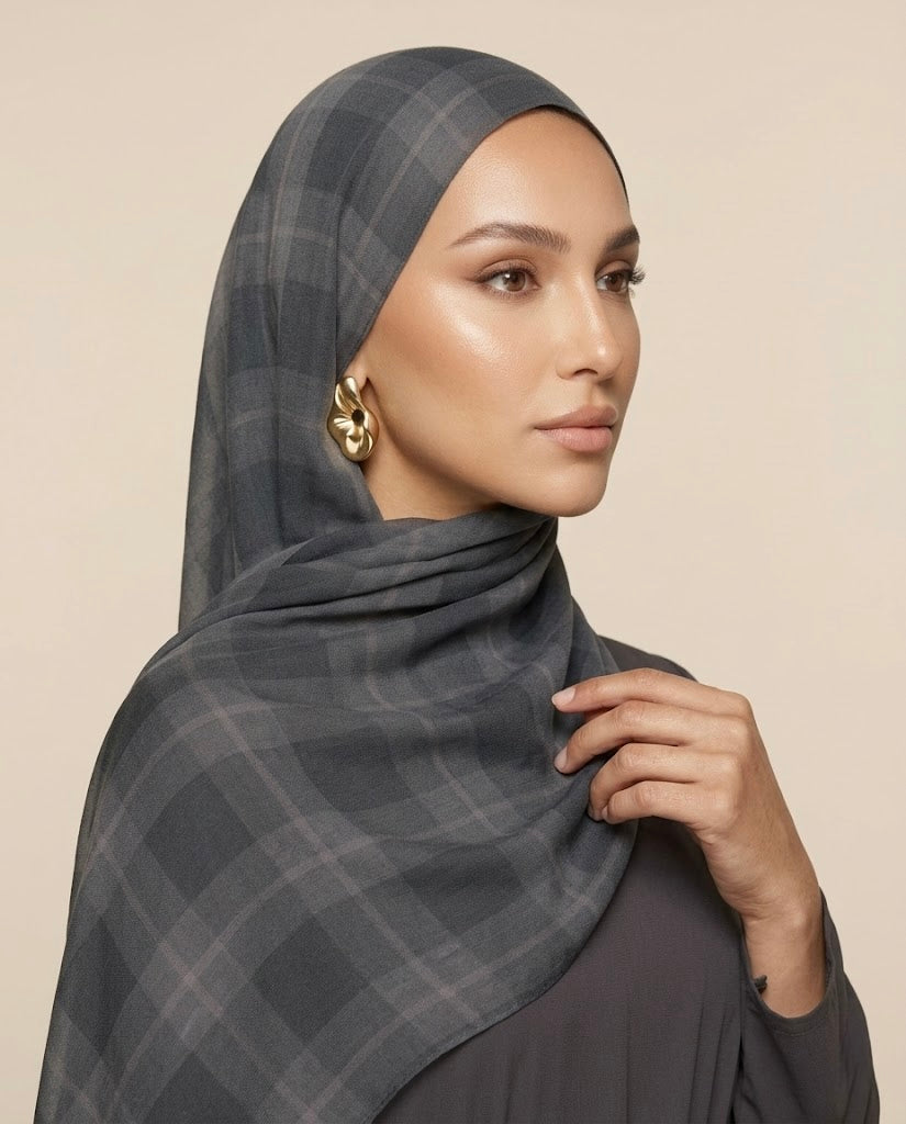 Slate Plaid Modal Hijab