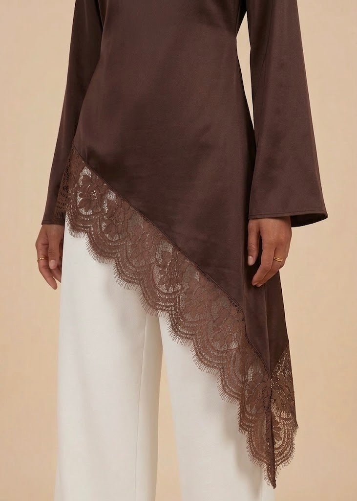 Awatif Wide Lace Asymmetric Tunic (4 colors)