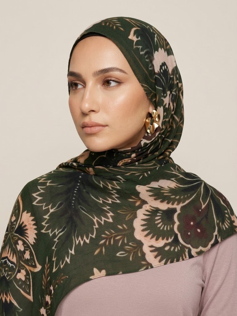 Emerald Bloom Modal Hijab