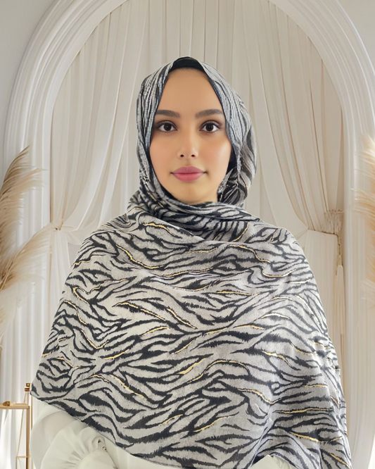 Tiger print cotton-blend hijabs