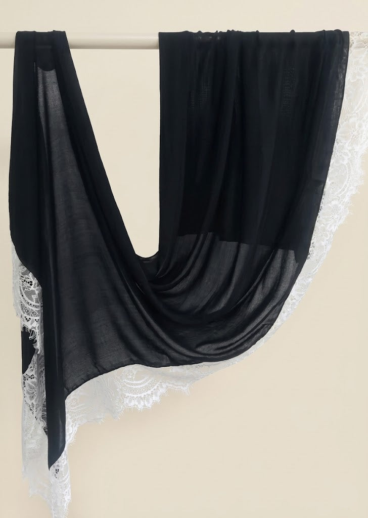Midnight Noir Contrast Lace Modal hijabs