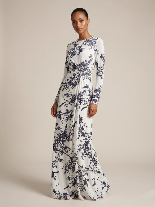 Ashwaq Floral Printed Mesh Maxi Dress (no inner)