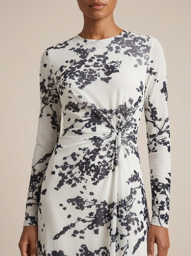Ashwaq Floral Printed Mesh Maxi Dress (no inner)