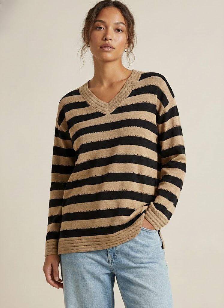 Ghusun Stripe Knit Pullover Top(2 Colors)
