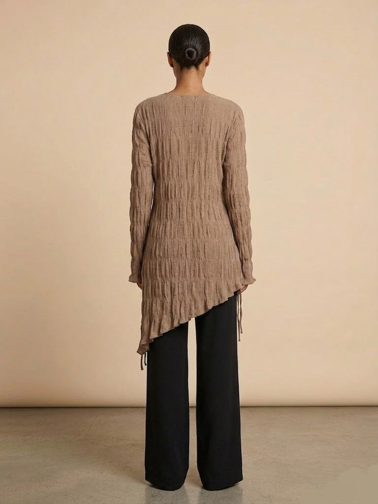 Desert Drape Asymmetric Textured Top
