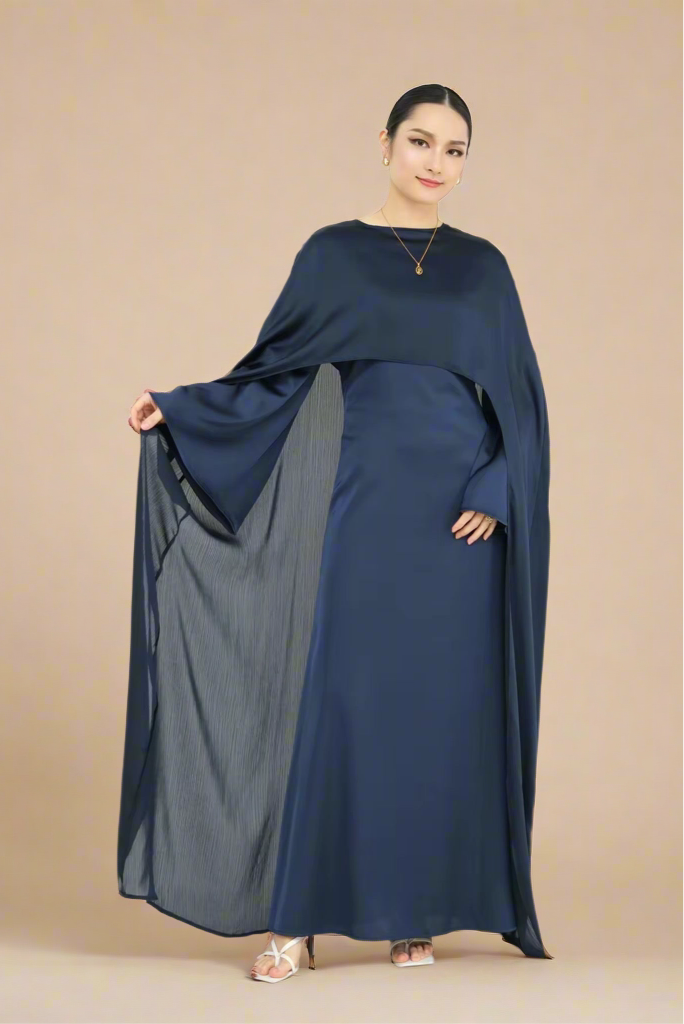 Azizah back tie dress with cape