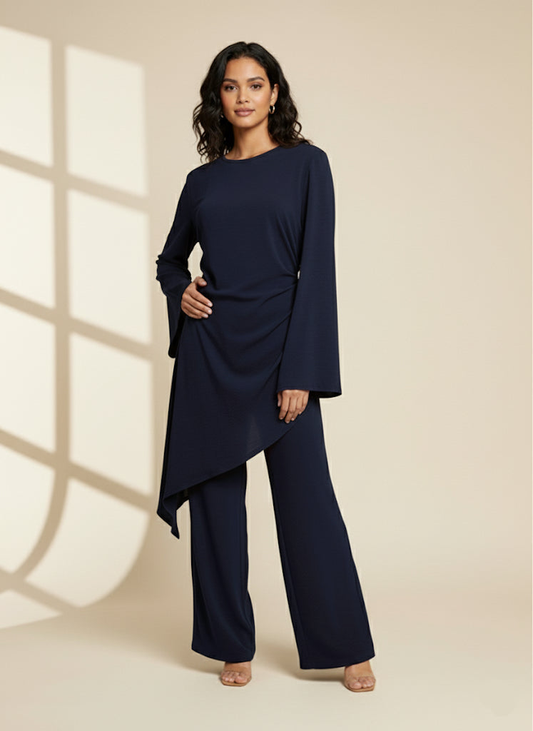 Hanan Asymmetric Ruched Two-Piece Set