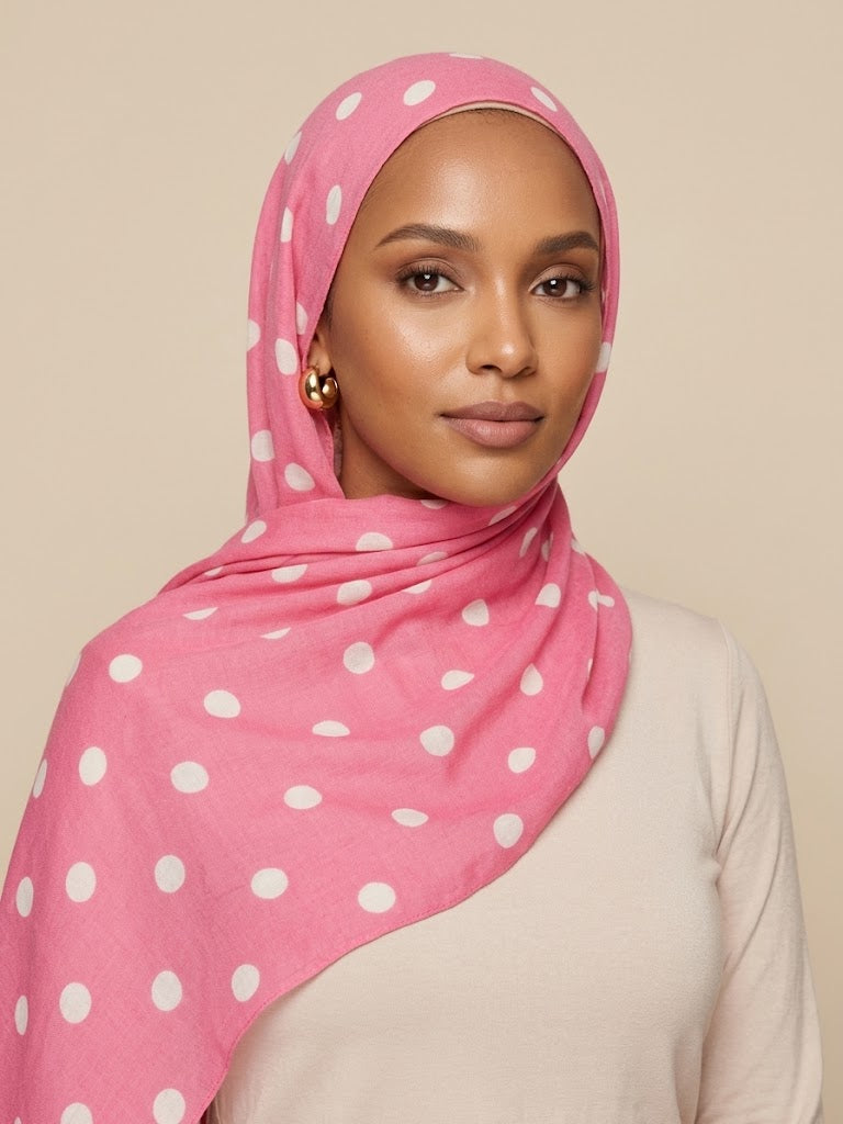Rosewater Polka Modal Hijab
