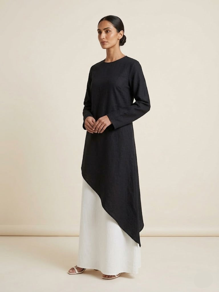 Elyra Asymetric Linen blend Top (3 Colors)