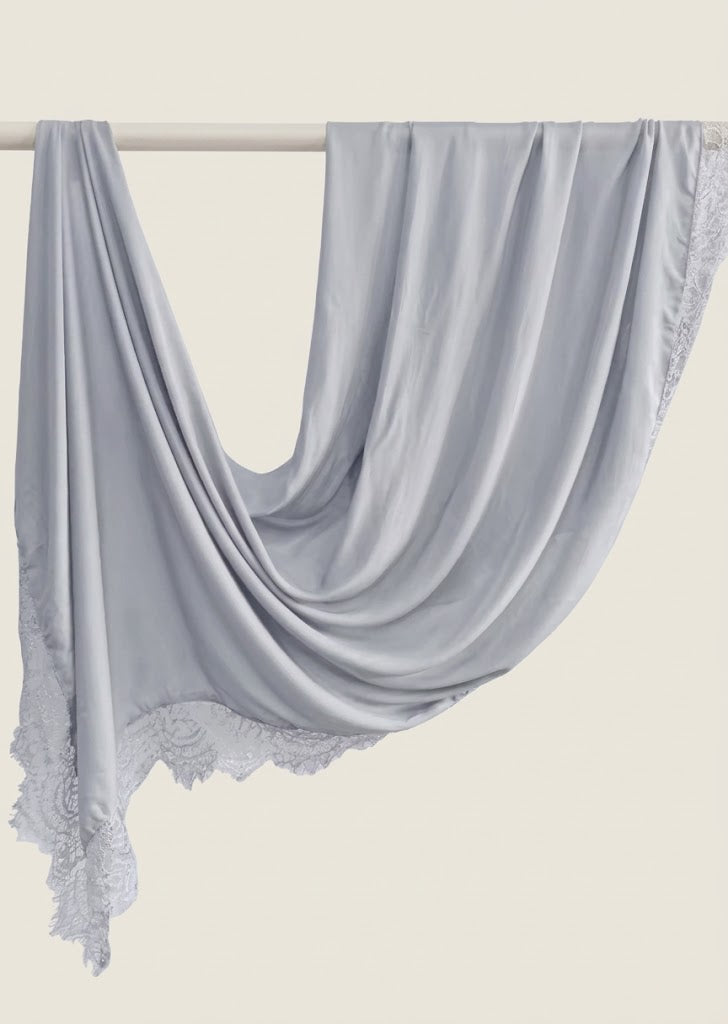 Soft Silver Mist Lace Modal hijabs