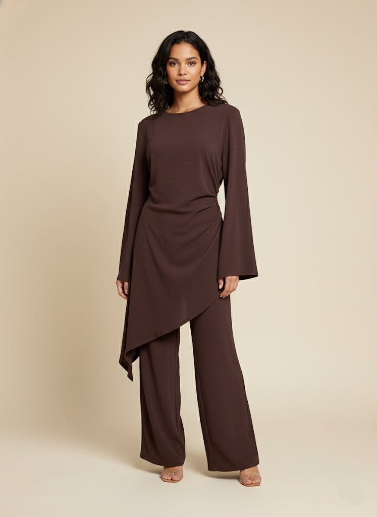 Hanan Asymmetric Ruched Two-Piece Set