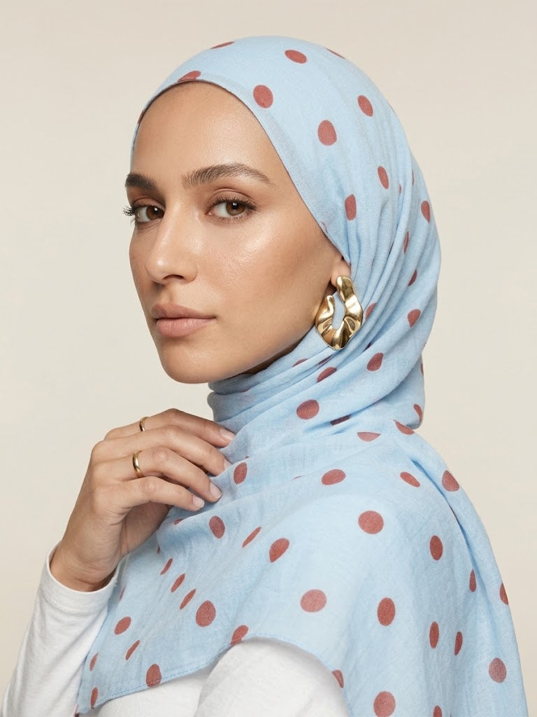 Sky Terracotta Polka Modal Hijab