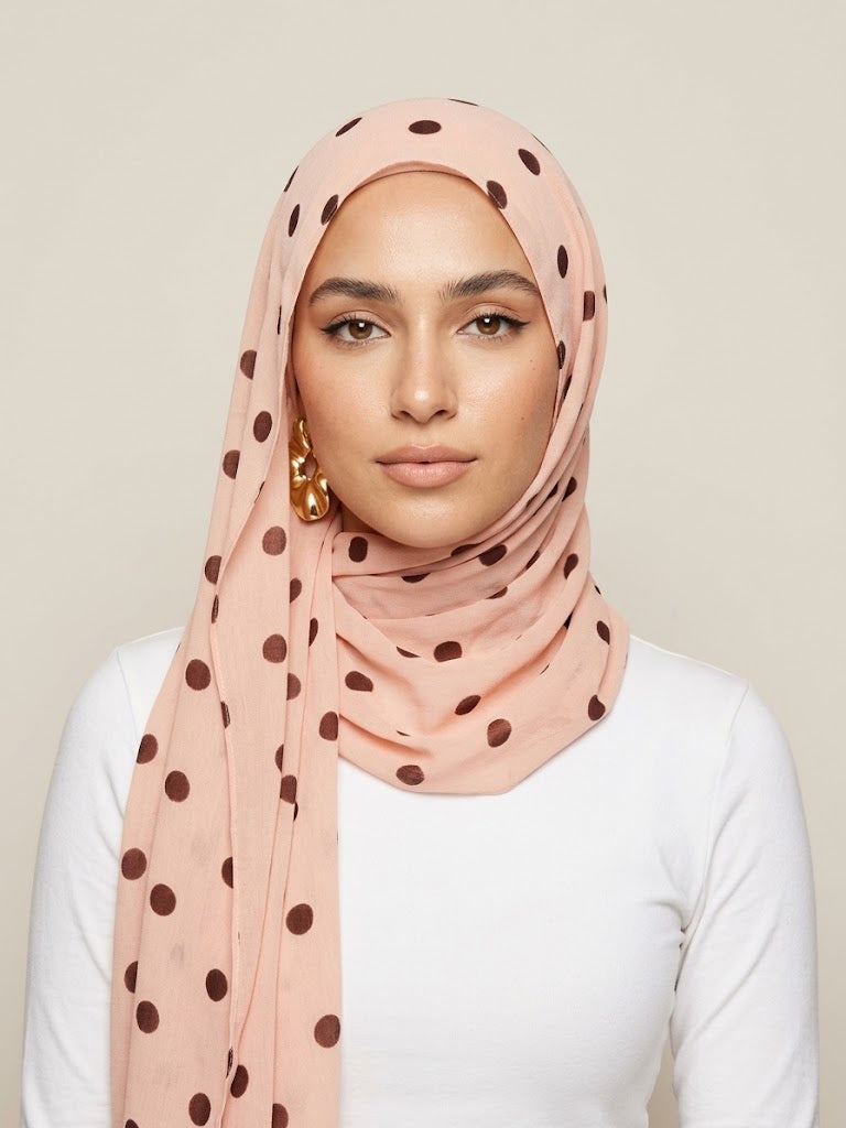 Rosewater Spot Polka Modal Hijab
