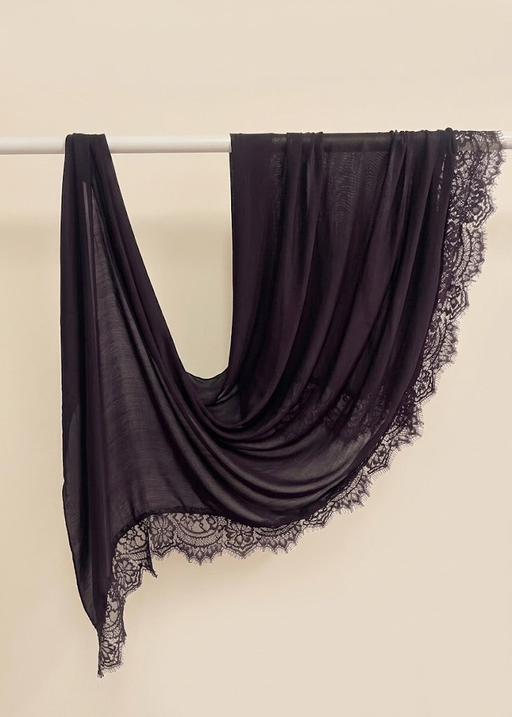 Charcoal Plum Lace Modal hijabs