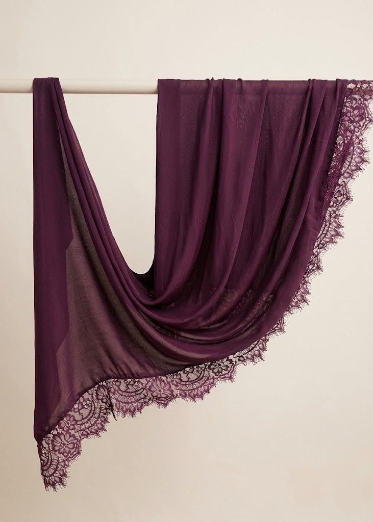 Mulberry wine Lace Modal hijabs