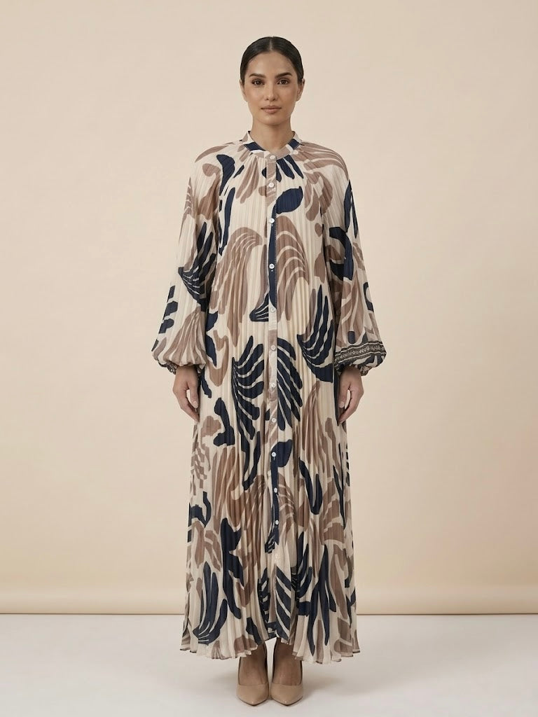 Narmin Plisse Maxi Shirt Dress