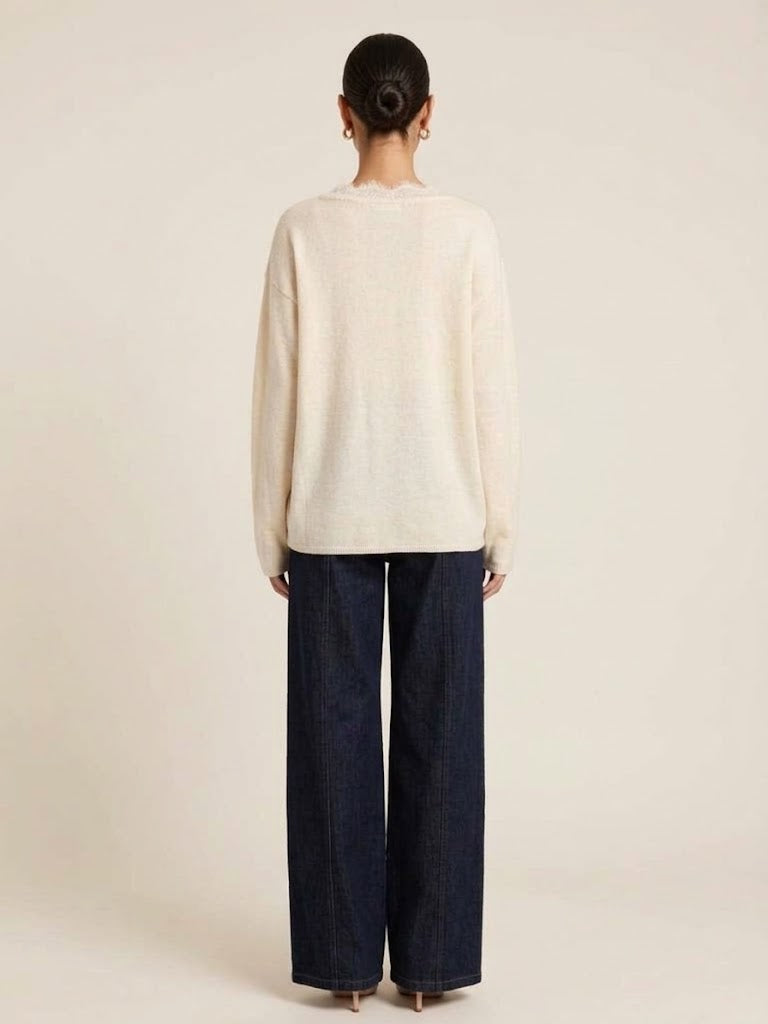 Noor Lace Trim Knit Top (2 Colors)