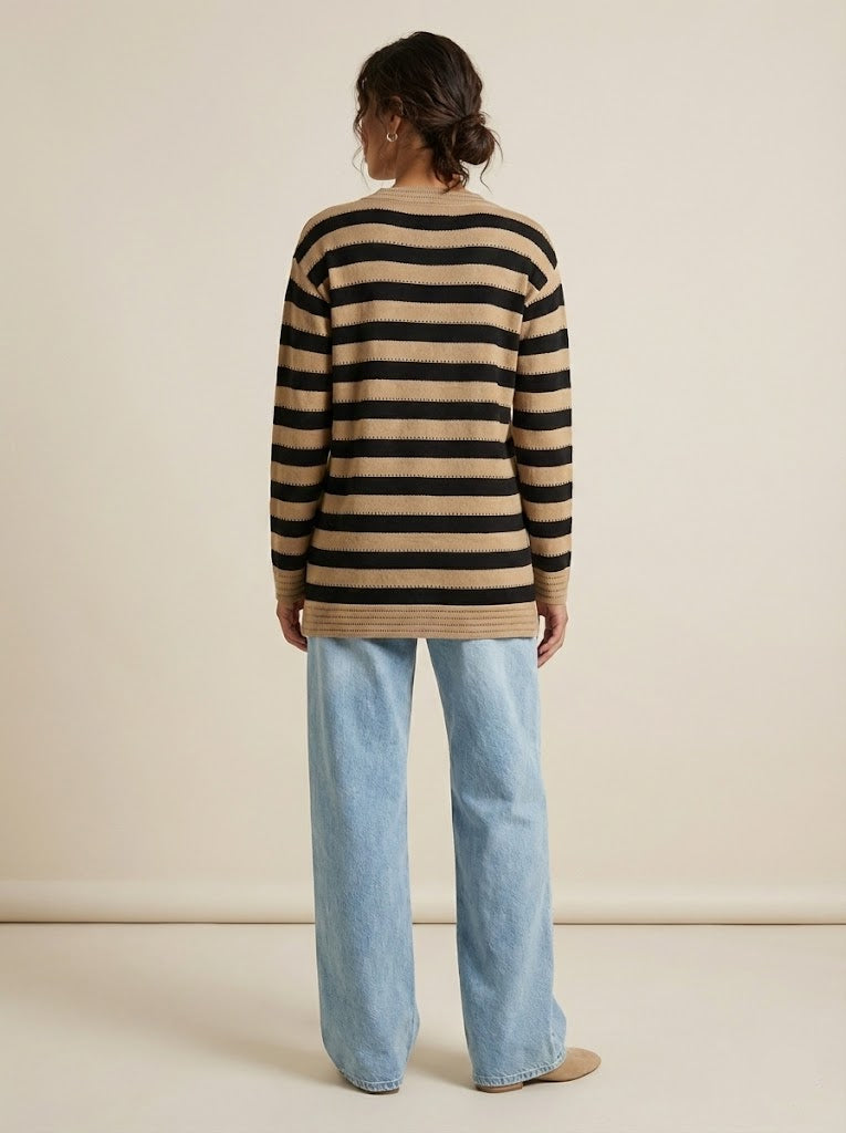 Ghusun Stripe Knit Pullover Top(2 Colors)