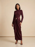 Layali Petal Dress - Burgundy