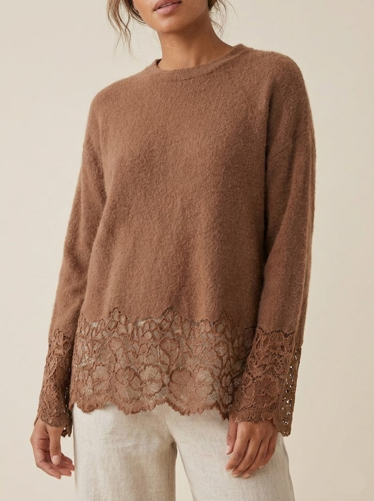 Haifa Lace Border Knit Top