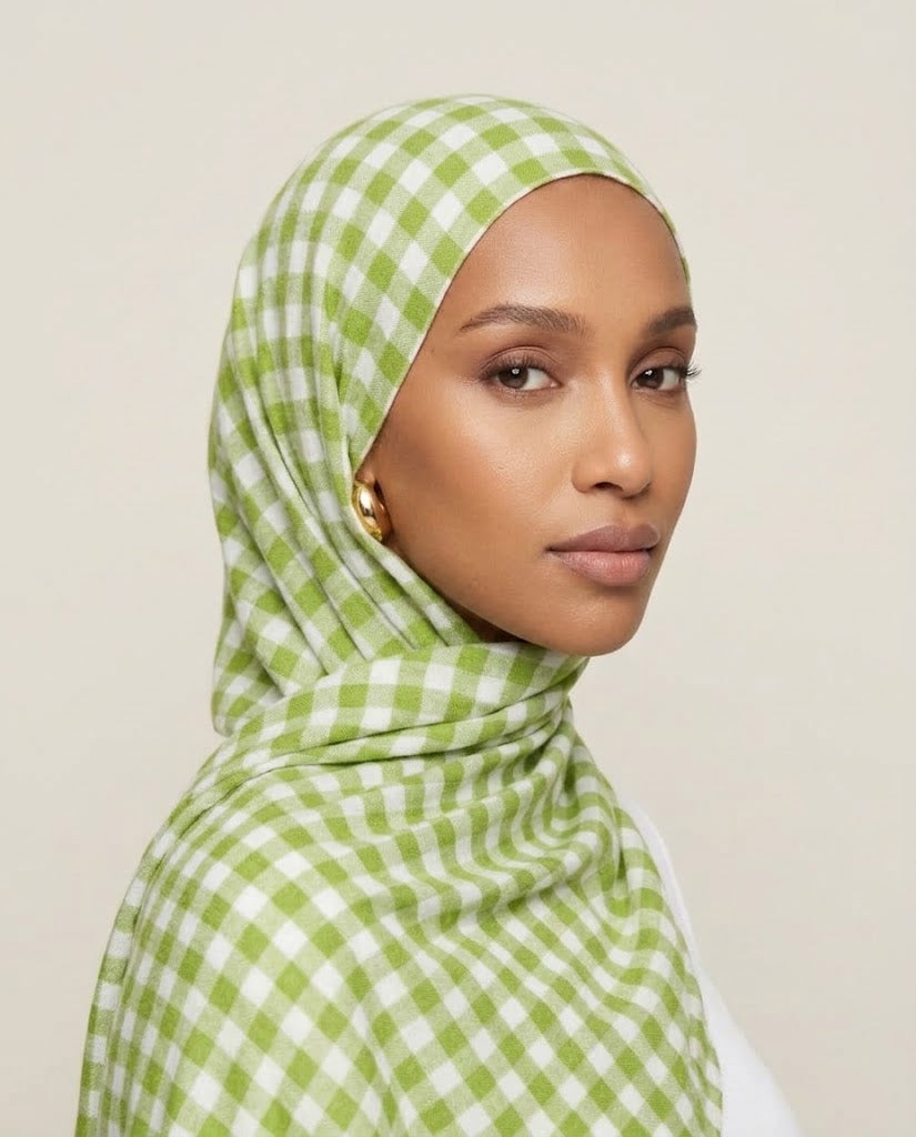 Pistachio Gingham Modal Hijab