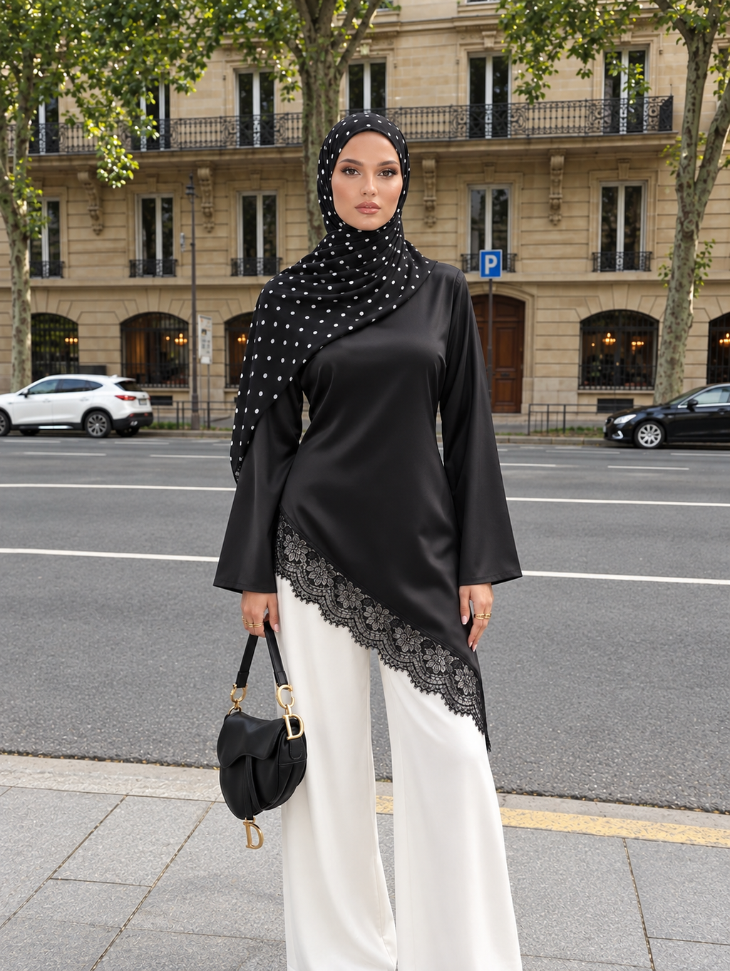 Awatif Wide Lace Asymmetric Tunic (4 colors)