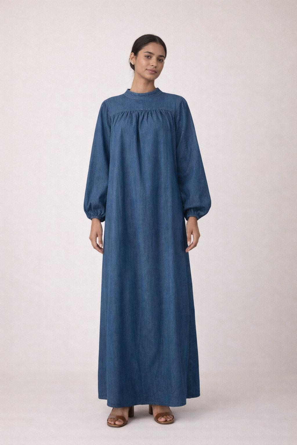 Serenity Denim Modest Maxi Dress