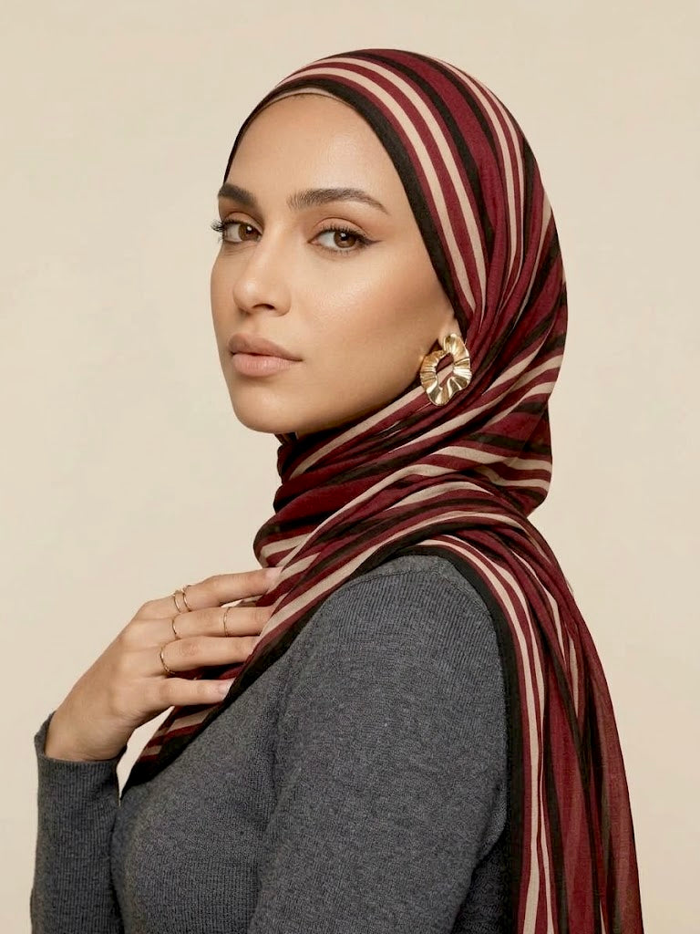 Merlot Stripe Modal Hijab