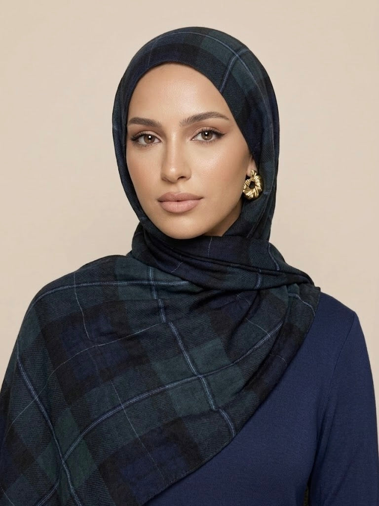 Midnight Plaid Modal Hijab