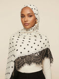 Ivory Polka dot Lace Modal Hijab