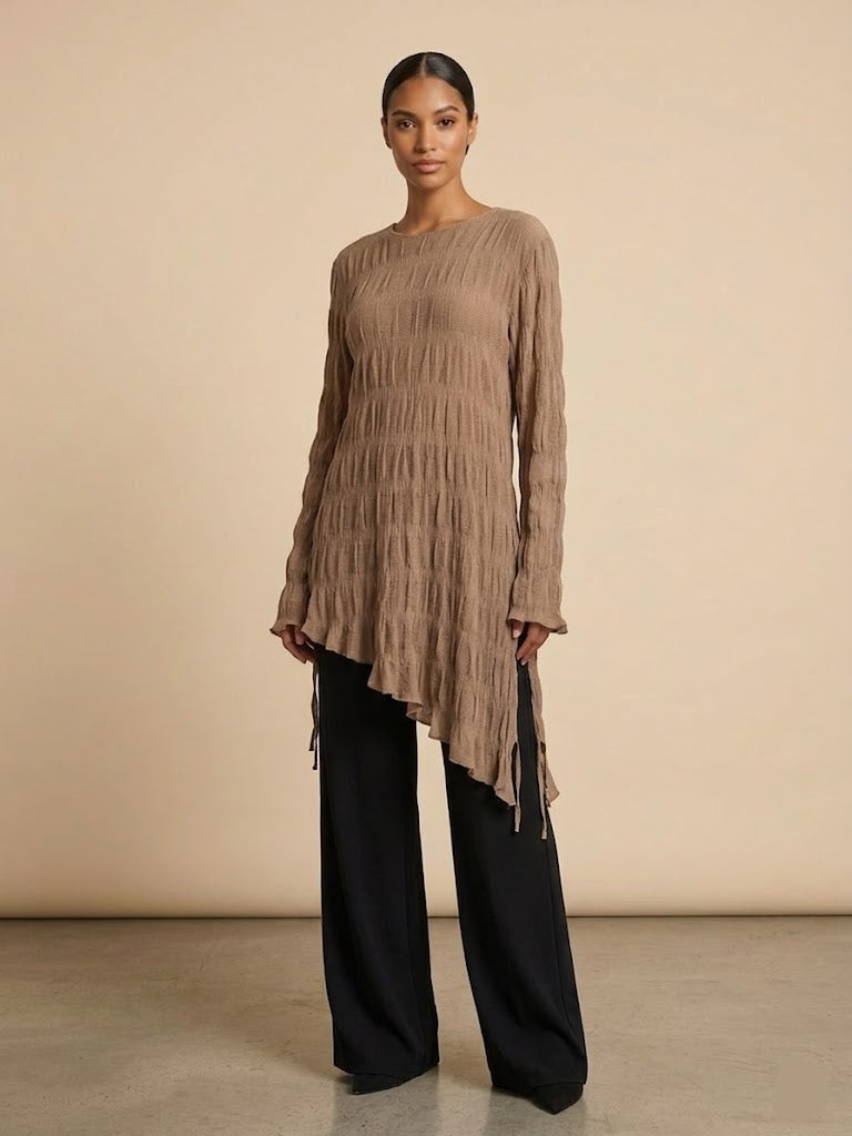 Desert Drape Asymmetric Textured Top