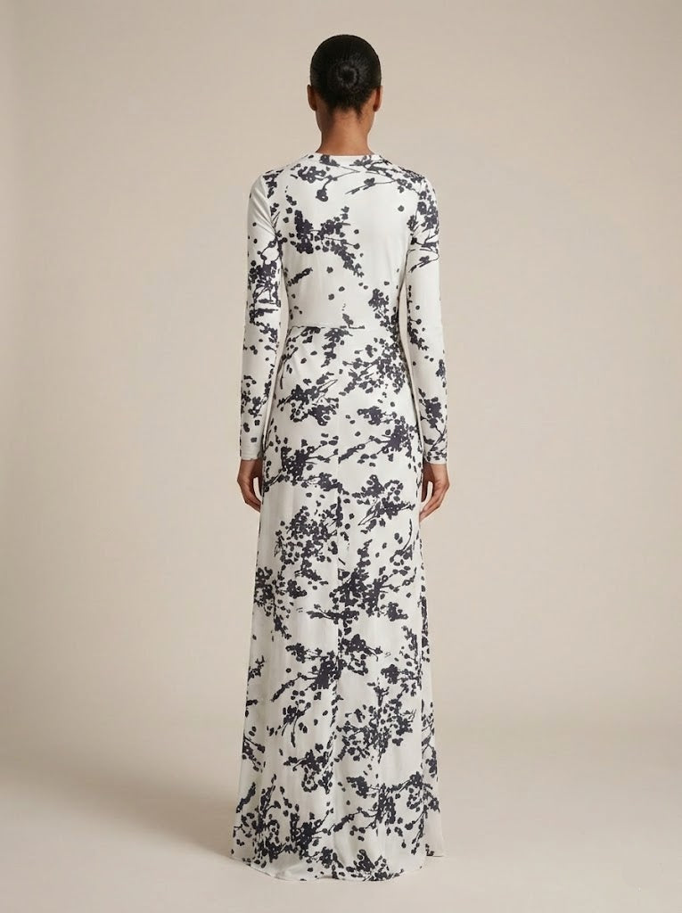 Ashwaq Floral Printed Mesh Maxi Dress (no inner)