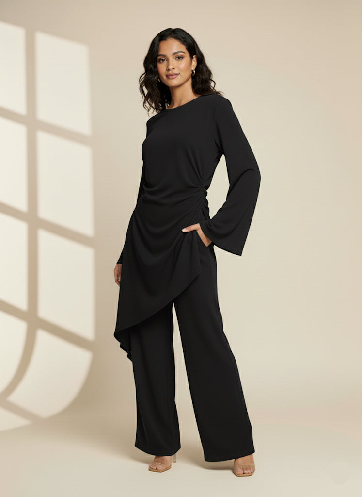 Hanan Asymmetric Ruched Two-Piece Set