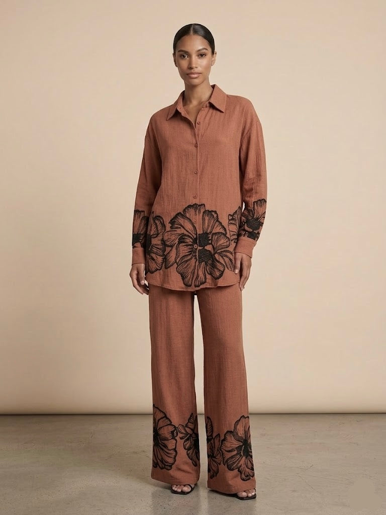 Fayona Embroidered Bloom Co-ord Set (2 Colors)