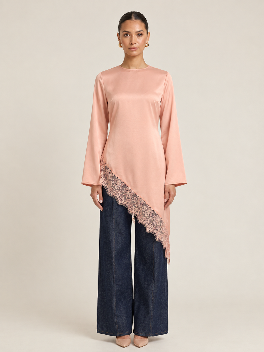 Awatif Wide Lace Asymmetric Tunic (4 colors)