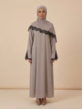 Mashmool Lace  Abaya With Matching Hijab