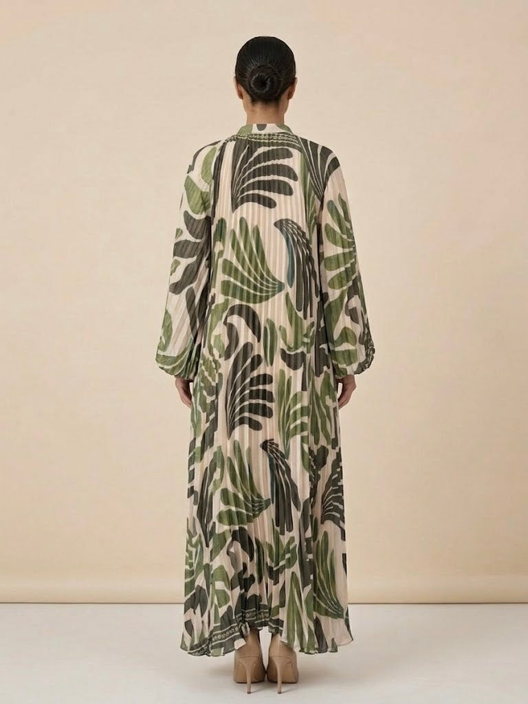 Narmin Plisse Maxi Shirt Dress