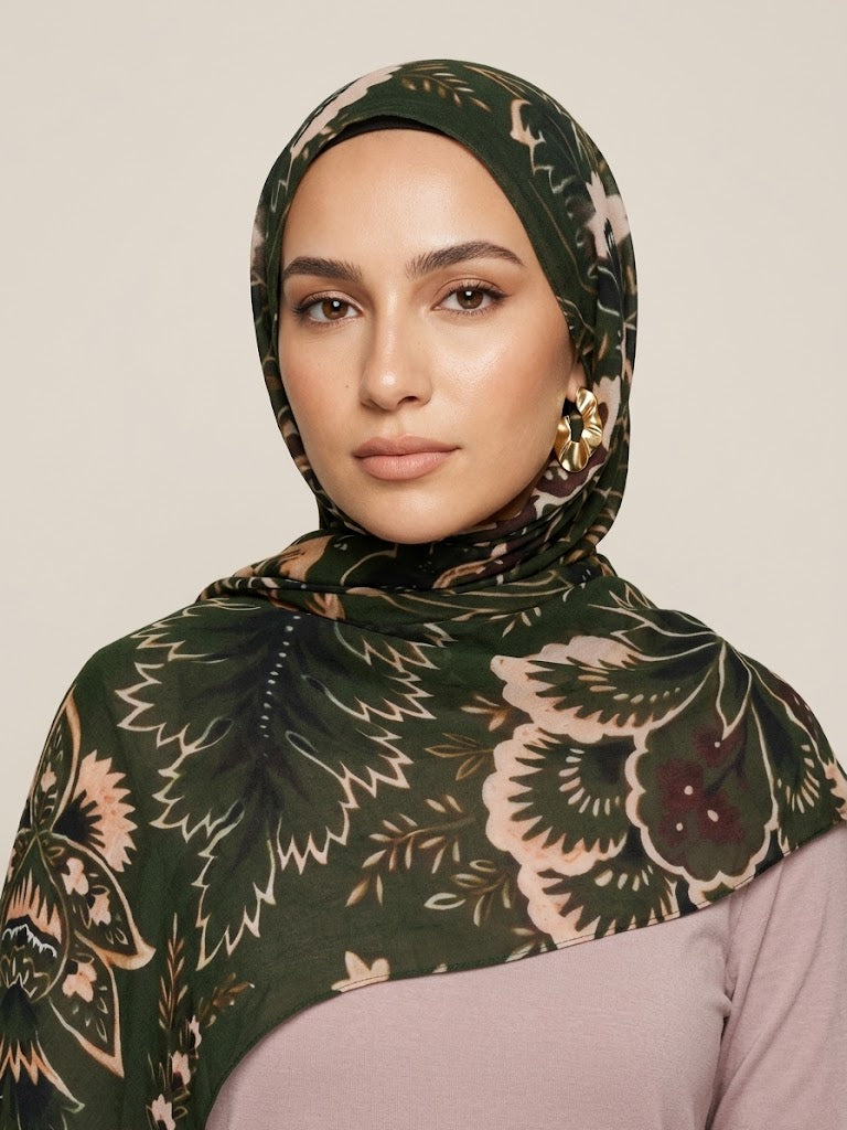 Emerald Bloom Modal Hijab