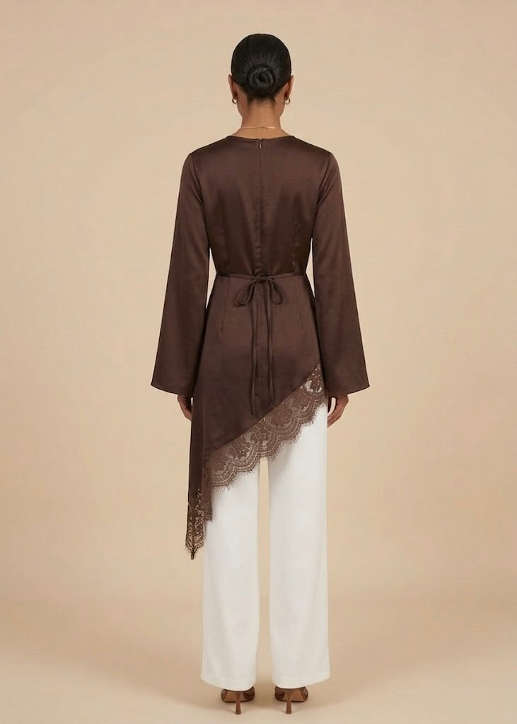 Awatif Wide Lace Asymmetric Tunic (4 colors)