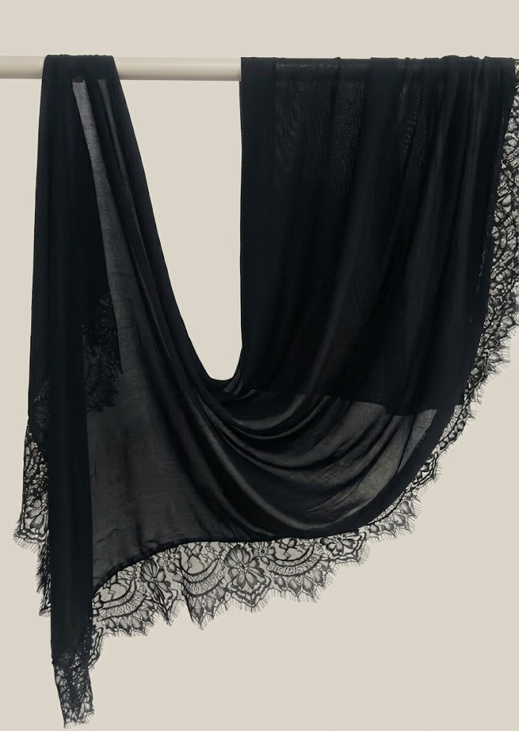 Noir Lace Modal hijabs