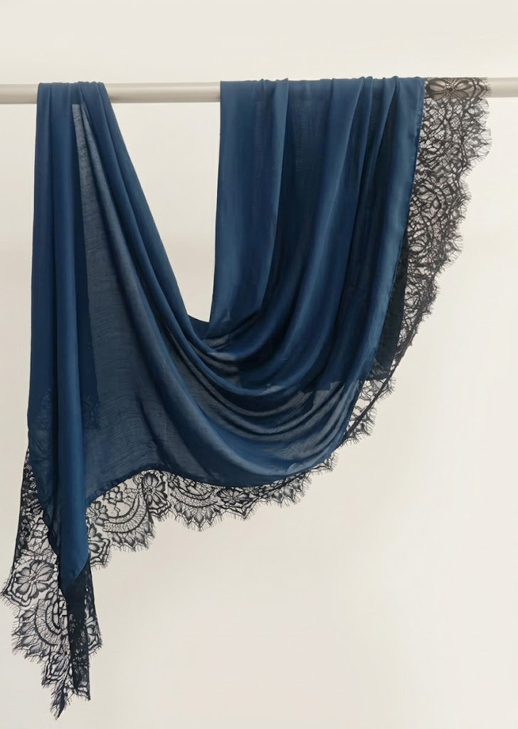 Ocean Teal Contrast Lace Modal hijabs