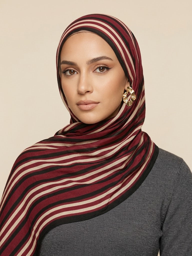 Merlot Stripe Modal Hijab