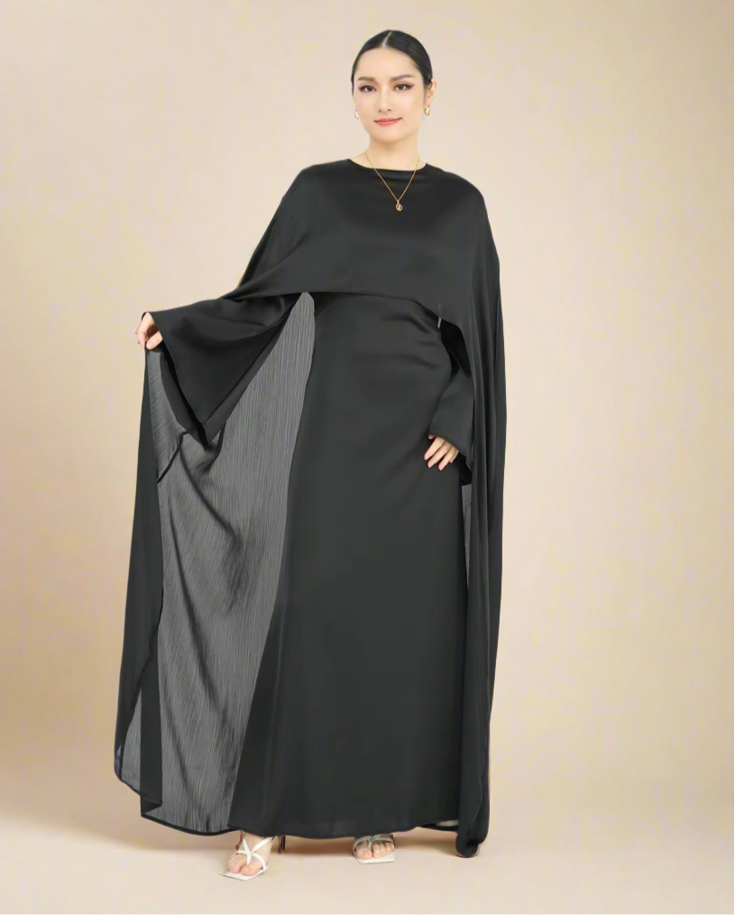 Azizah back tie dress with cape