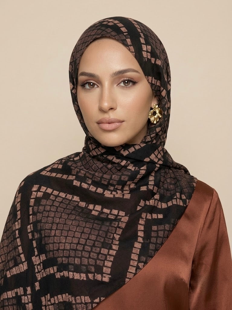 Cocoa Mosaic Modal Hijab