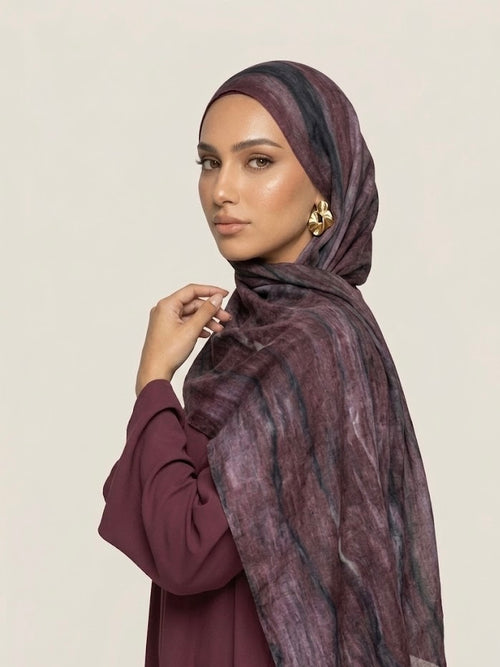 Aged Plum Bark print Modal Hijab