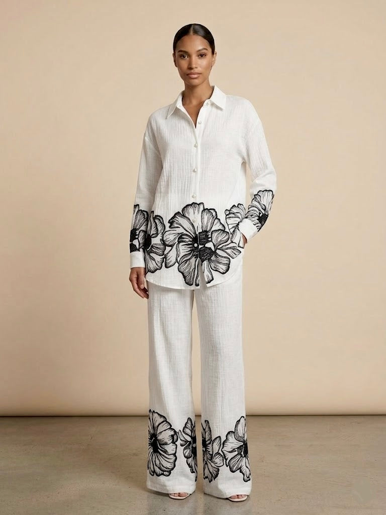 Fayona Embroidered Bloom Co-ord Set (2 Colors)