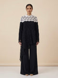 Manzoora Two Tone Cutout Lace Overlay Tunic