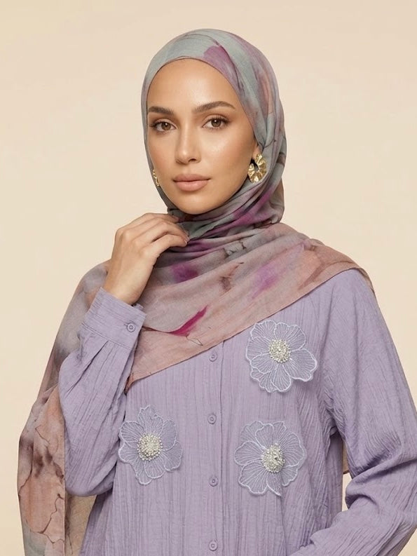 Aquarelle Bloom Modal Hijab